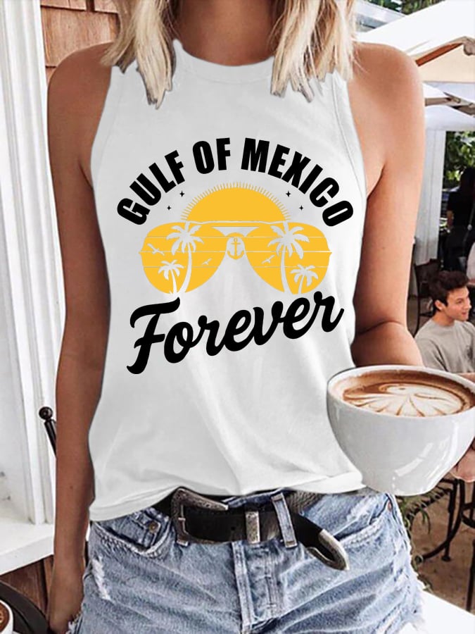 Women's Gulf Of Mexico Print Round Neck Tank Top