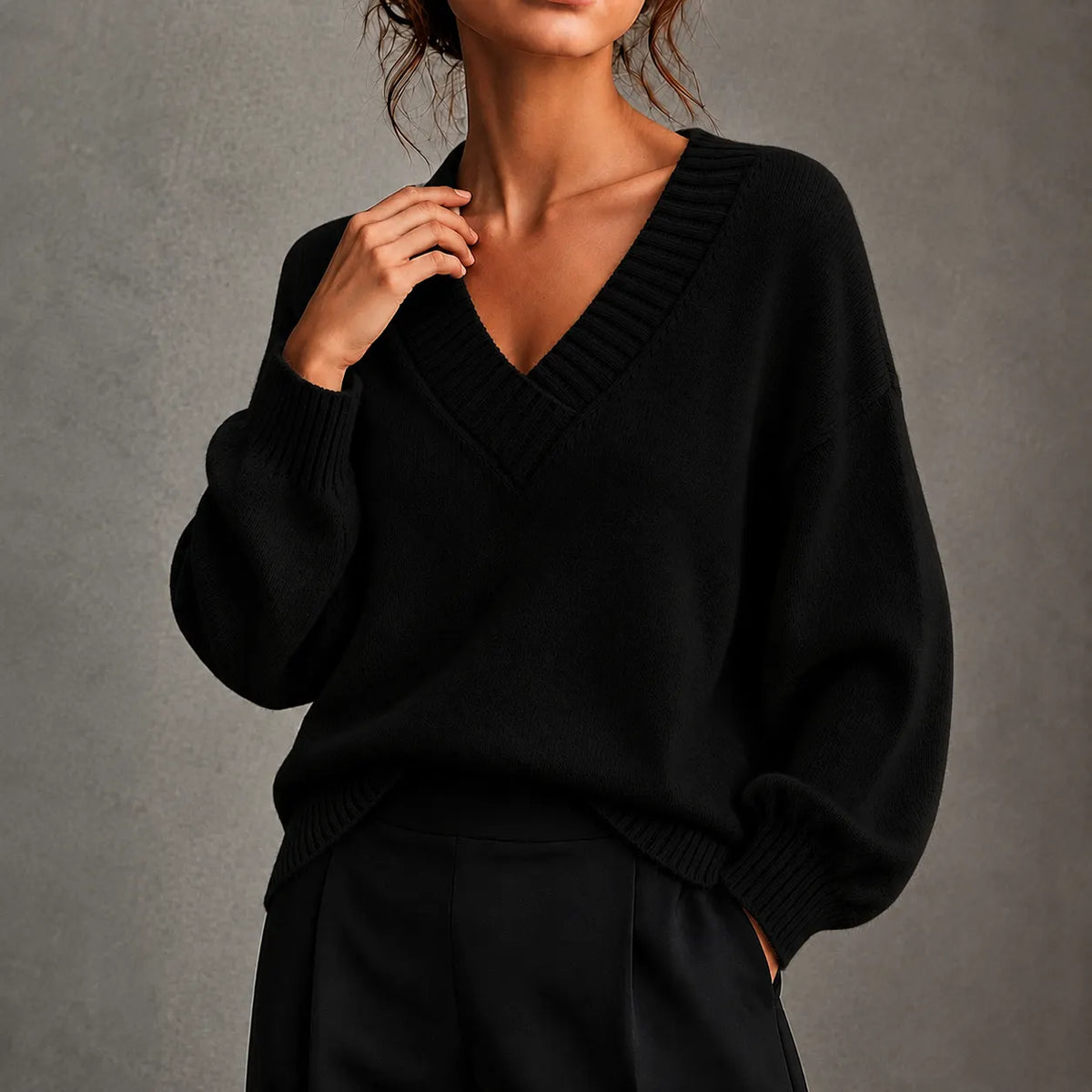 Retro V-neck Pullover Knit Sweater
