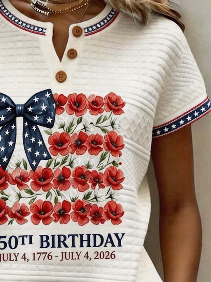 Women'S Casual Independence Day Printed Top