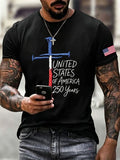 Men's Vintage Independence Day Eagle Flag Print Art T-shirt