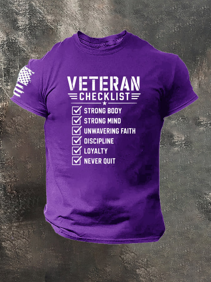 Veteran Checklist  Pattern 100% Cotton T-Shirt