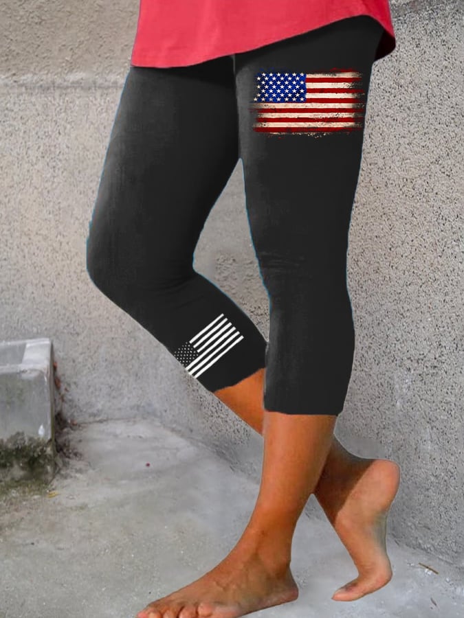 Women's Vintage Flag Independence Day Casual Leggings