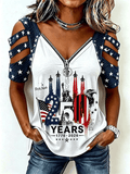 Women's Casual Printed Off-Shoulder Top