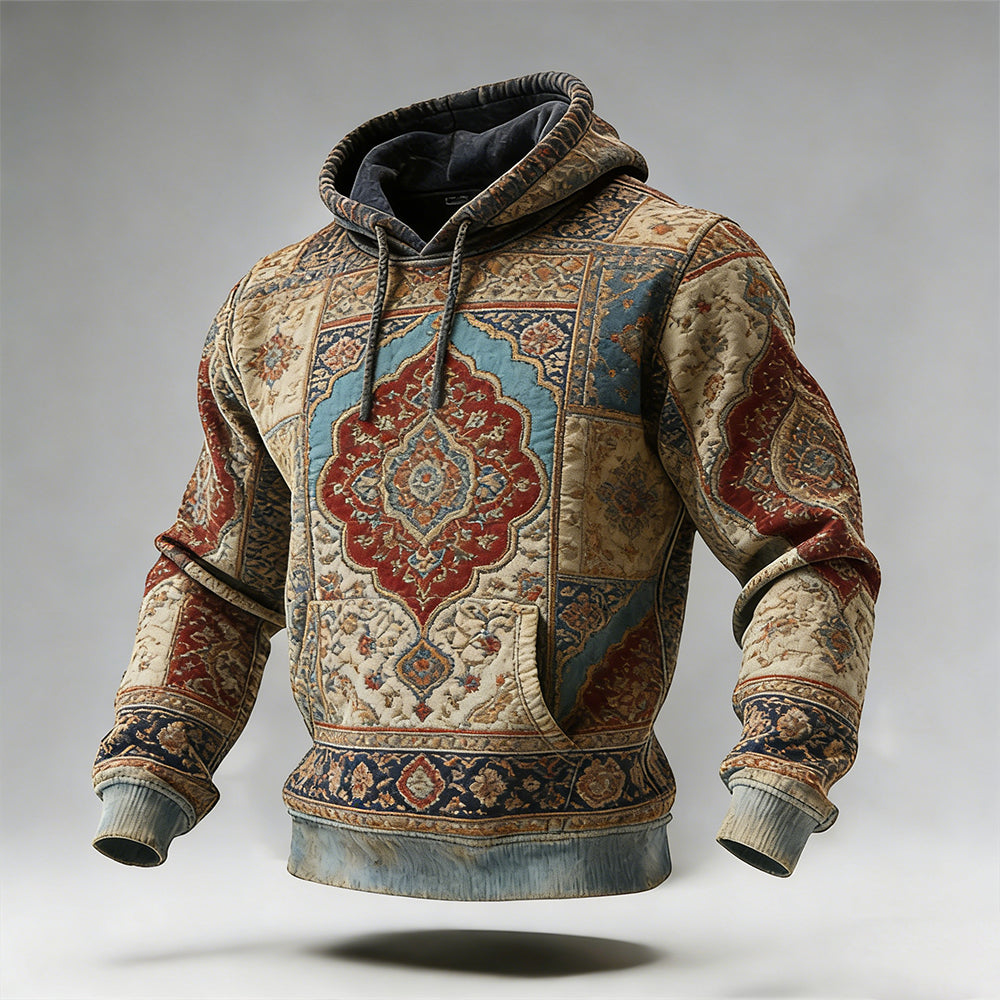 Vintage Persian Art Embroidery Patchwork Hoodie
