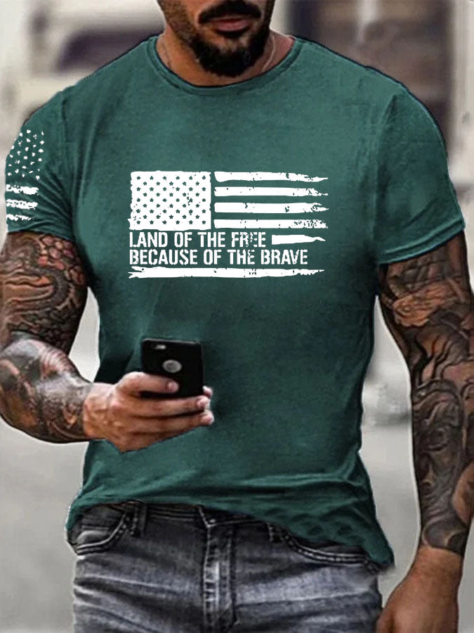 Independence Day Land Of The Free Pattern 100% Cotton T-Shirt