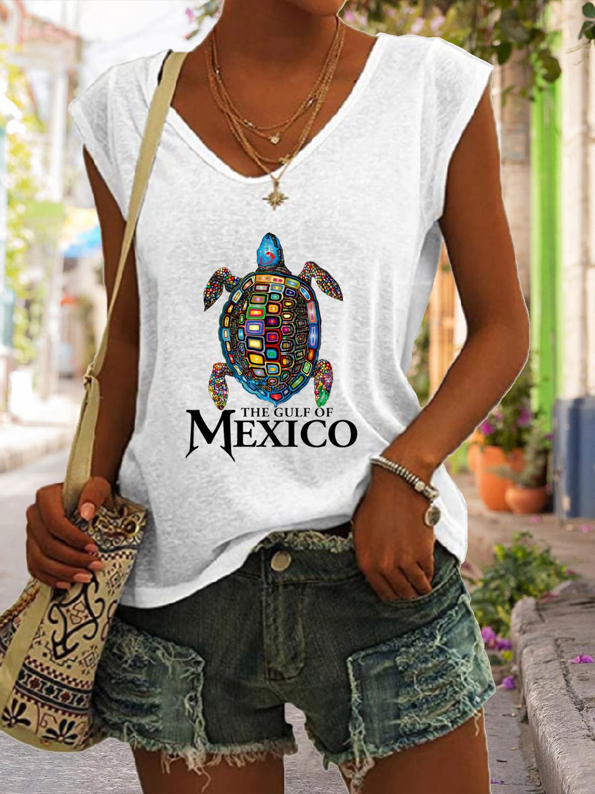 Women's Gulf Of Mexico Print Casual Vest