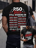 Men's Stars And Stripes And Human Rights Print Round Neck T-shirt