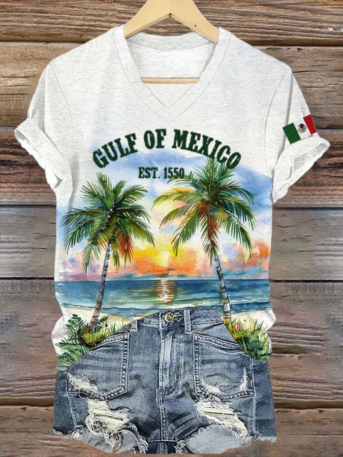 Women's Gulf Of Mexico Print Short Sleeve T-Shirt