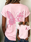 Women's Breast Cancer Print Casual T-shirt