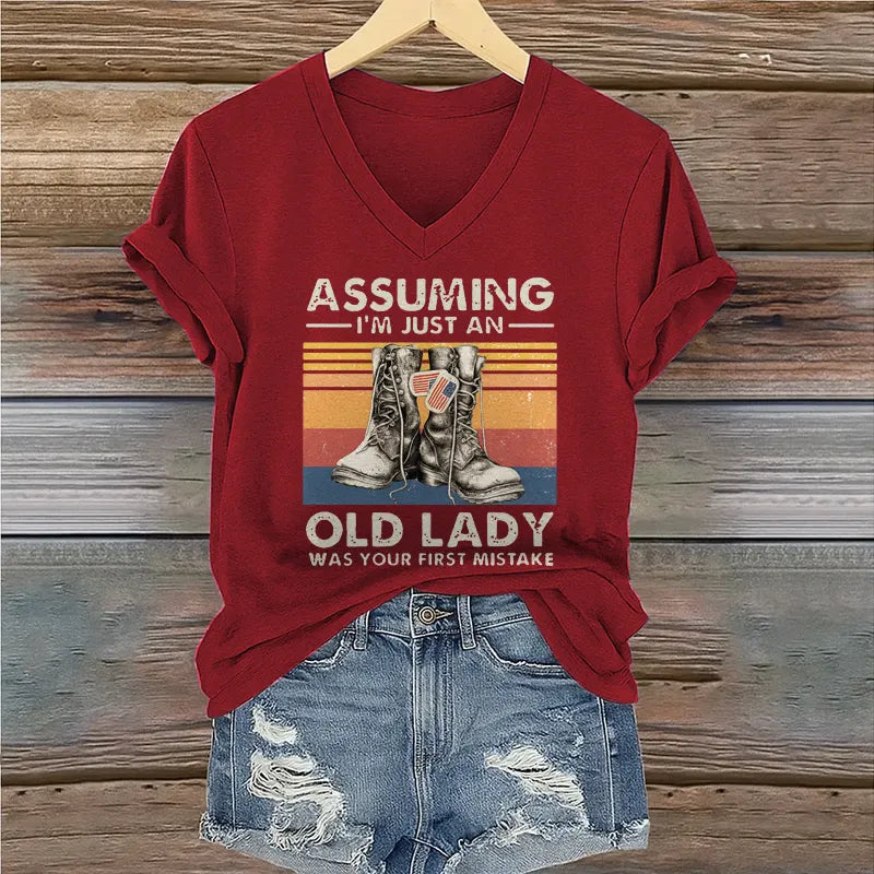 Women's Veteran Printed Casual Short Sleeve T-shirt