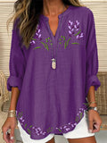 Women's Purple Flower Print Alzheimer's Awareness Support Shirt