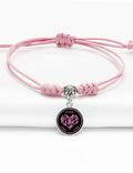 Pink Ribbon Breast Cancer Awareness Warrior Adjustable Braided Bracelet