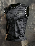 Men's Retro Independence Day Patriot Crew Neck Tank Top