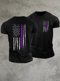 National Purple Heart Day America Flag Pattern 100% Cotton T-Shirt