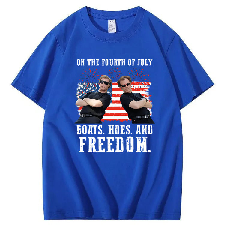 On The Fourth Of July Boats. Hoes. And Freedom 100%Cotton T-Shirt
