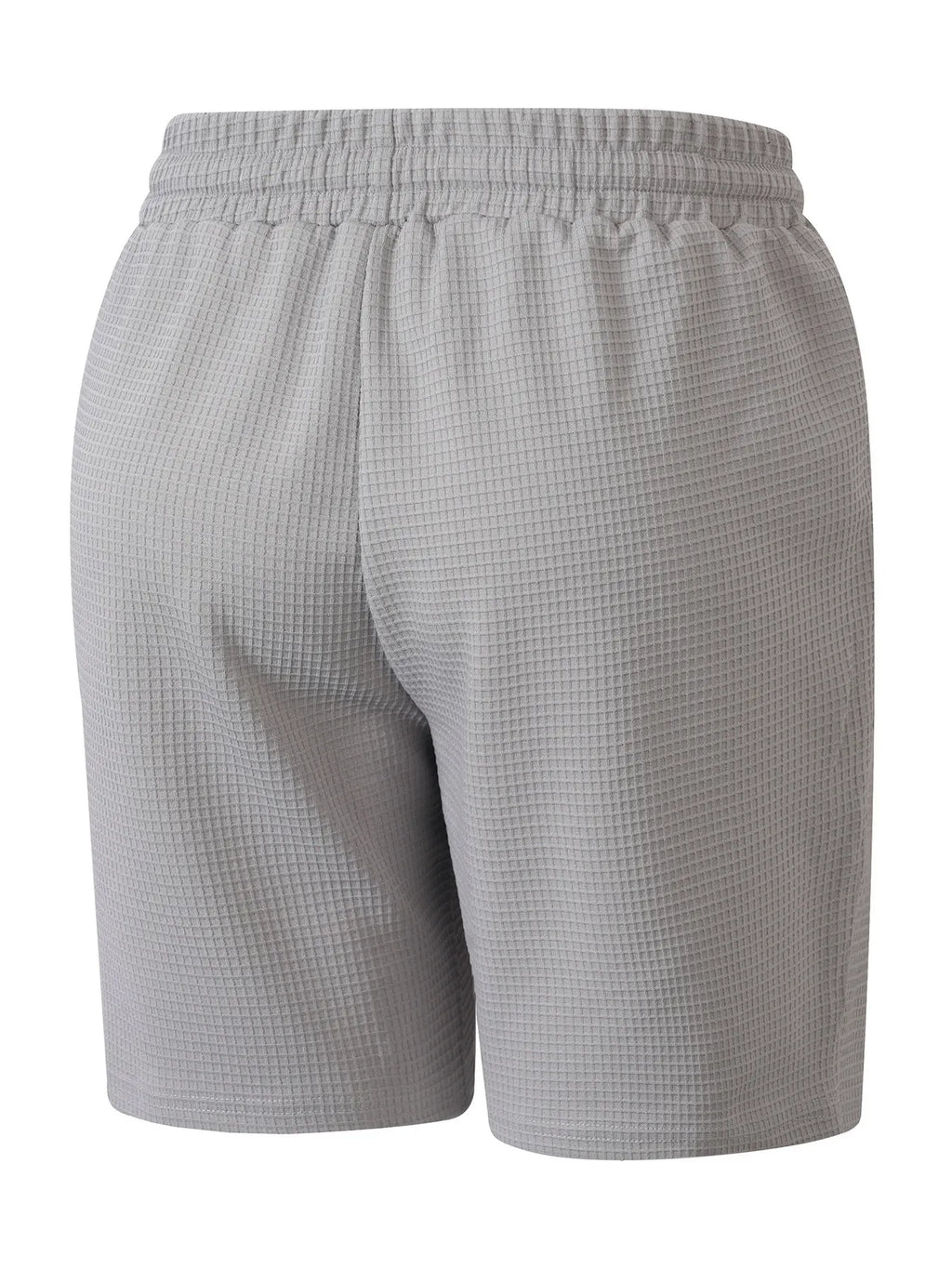 Men's Casual Solid-Color Waffle-Knit Drawstring Shorts with Pockets