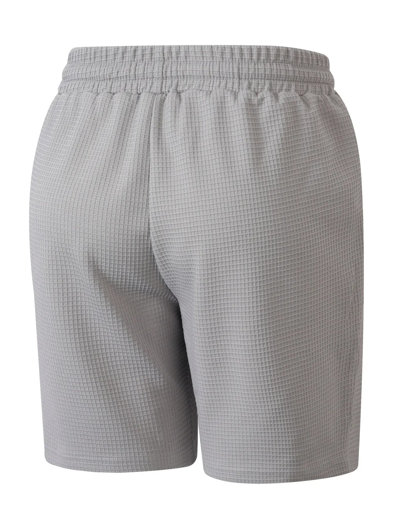 Men's Casual Solid-Color Waffle-Knit Drawstring Shorts with Pockets