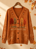 Women's Fall Patchwork Pumpkin Print Cardigan