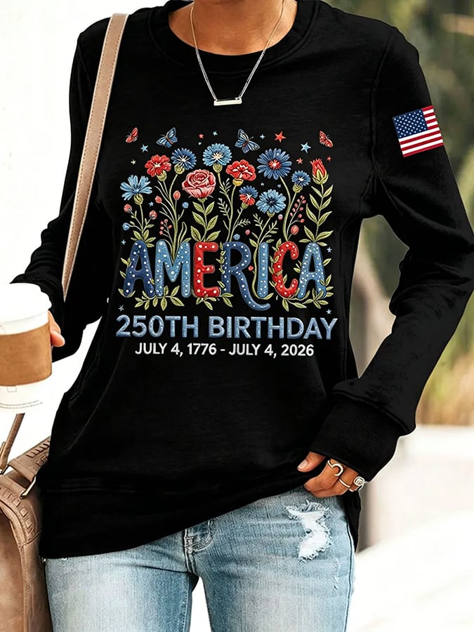 Women's 250 Years Of Freedom Flower Art Print  Top