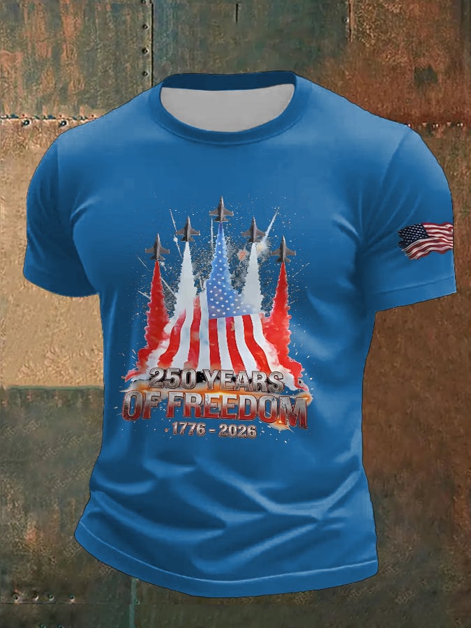 Men'S Casual American 250th Anniversary Printed Short-Sleeve T-Shirt