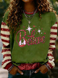 Women's Nativity Faith Art Print Casual Crew Neck Sweatshirt