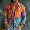 Men's Vintage Spring Floral In Hippie Vibe Embroidered Art Print Flowy Linen Blend Casual Shirt
