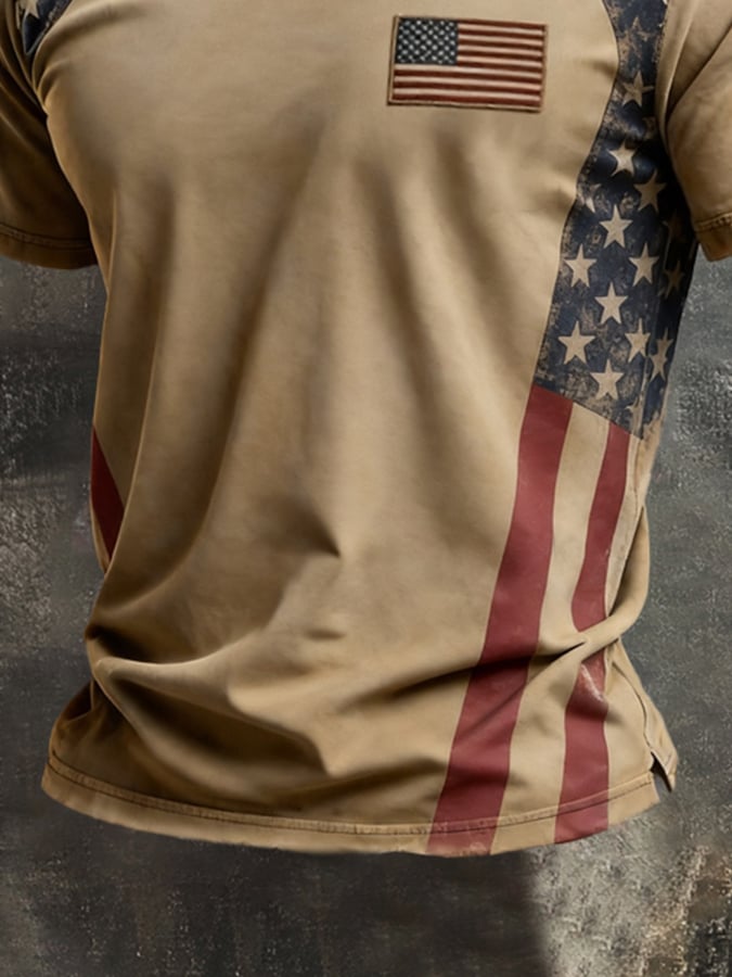 Men's Retro Color-Block Patriot Short-Sleeve T-Shirt