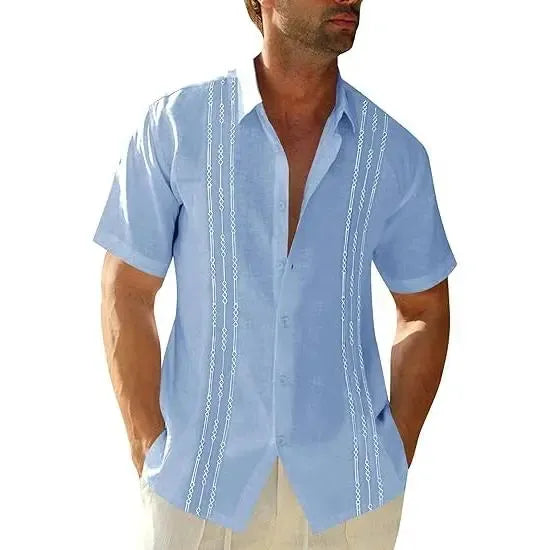 Men's 70% Cotton, 30% Linen Short Sleeve Guayabera Shirts
