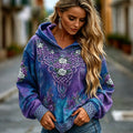 Women's Vintage Viking Celtic Knot And Rose Print Comfortable Warm Hoodie