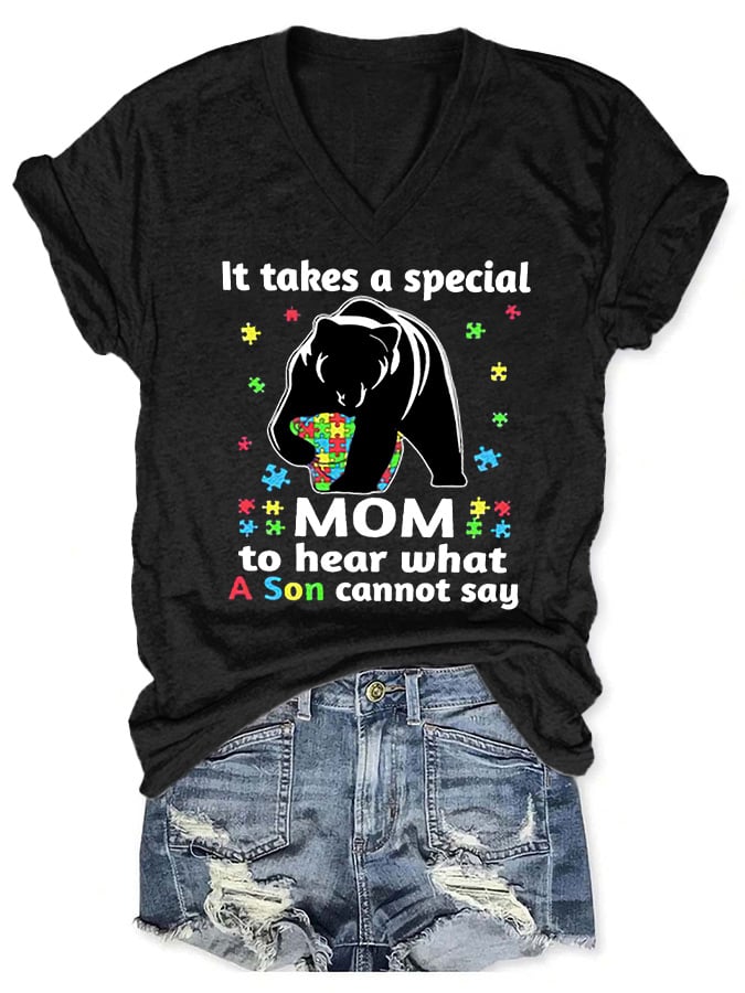Women's Autism Awareness Print T-shirt