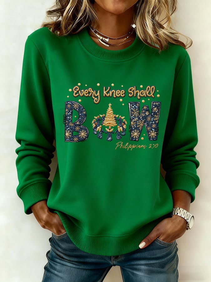 Women's Casual Every Knee Shall Bow Sweatshirt