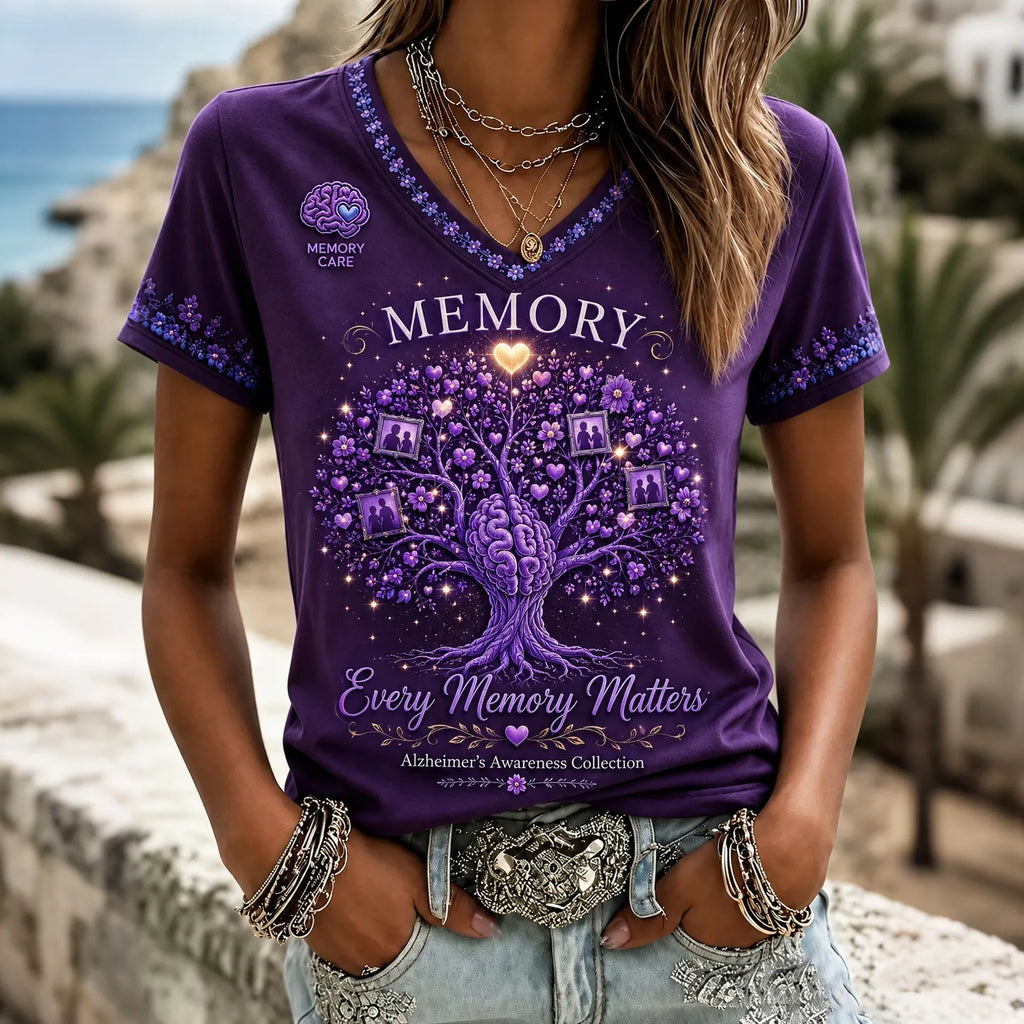 Women's Memory Tree Art Pattern Alzheimer Awareness T-shirt