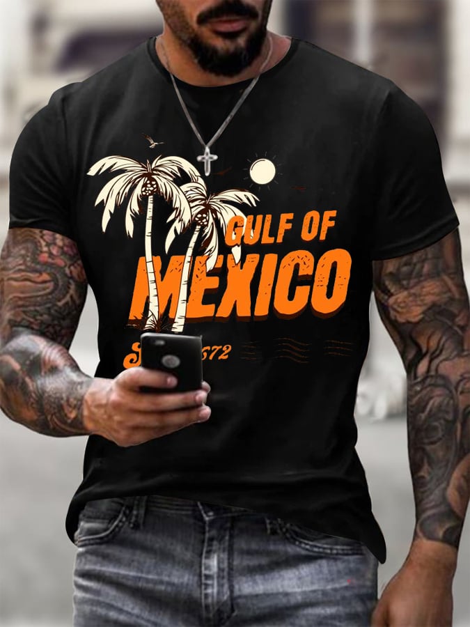 Men's Gulf Of Mexico Printed Round Neck T-Shirt