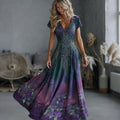 Women's Vintage Celtic Knot Floral Gradient Art Flowy Casual Maxi Dress