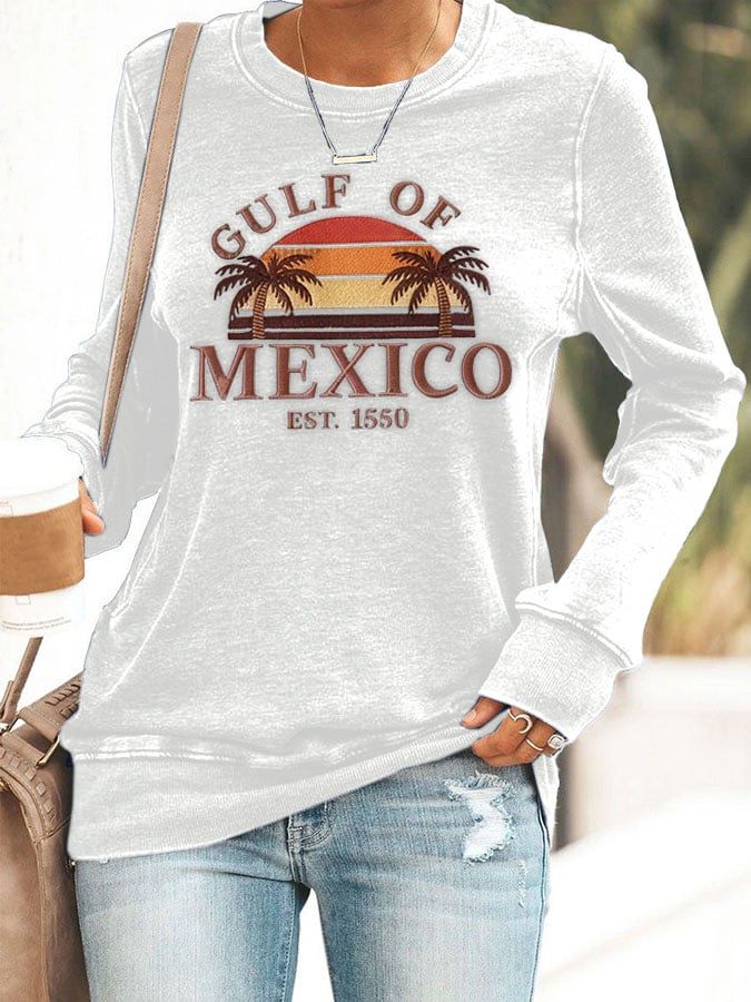 Women's Gulf of Mexico Est 1550 Print Casual  Sweatershirt
