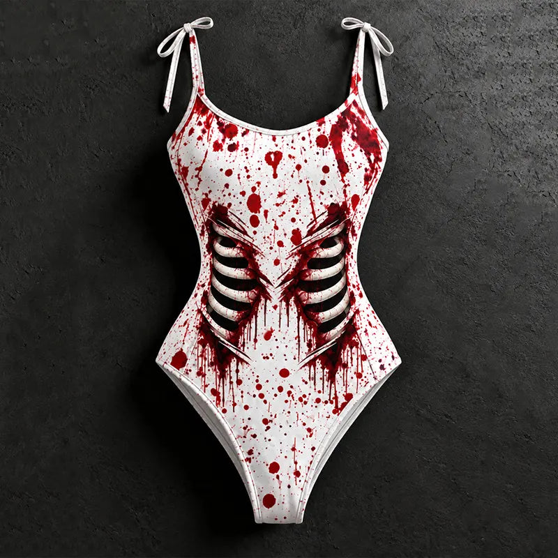 Women's Halloween Blood Stain And Skeleton Print Hoodie Two-piece Set