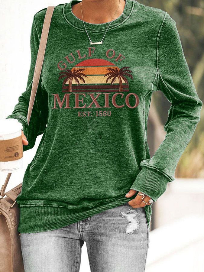 Women's Gulf of Mexico Est 1550 Print Casual  Sweatershirt
