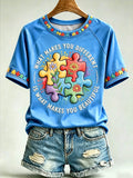 Women's Autism-Themed Casual Print Top
