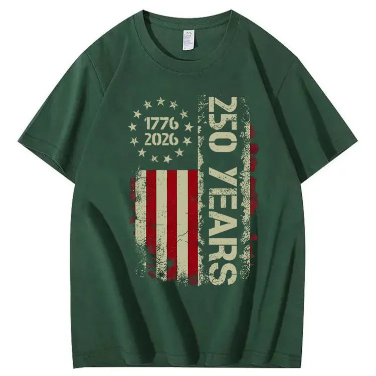 250 Years Anniversary USA Shirts Mens 250th American Flag 100% Cotton T-Shirt