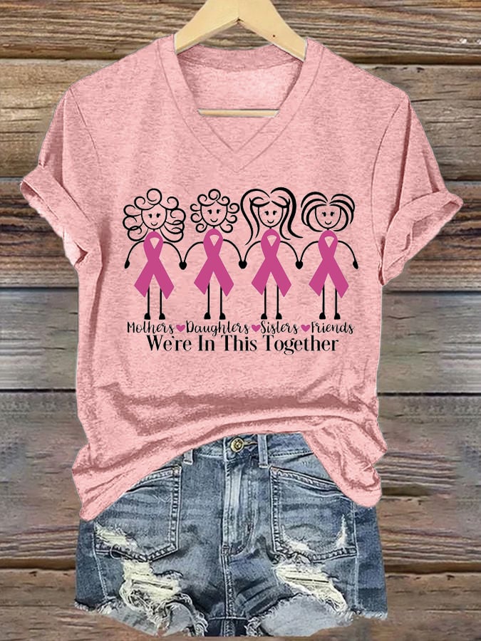 Women'S Breast Cancer Mothers, Daughters, Sisters, Friends Are Involved Printed T-Shirt