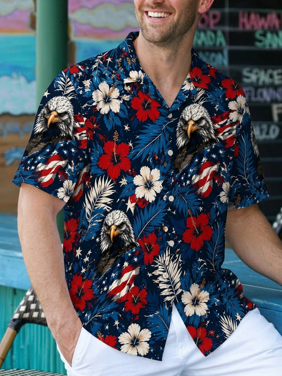 Men's Vacation U.S. 250th Anniversary Linen Short-Sleeve Shirt