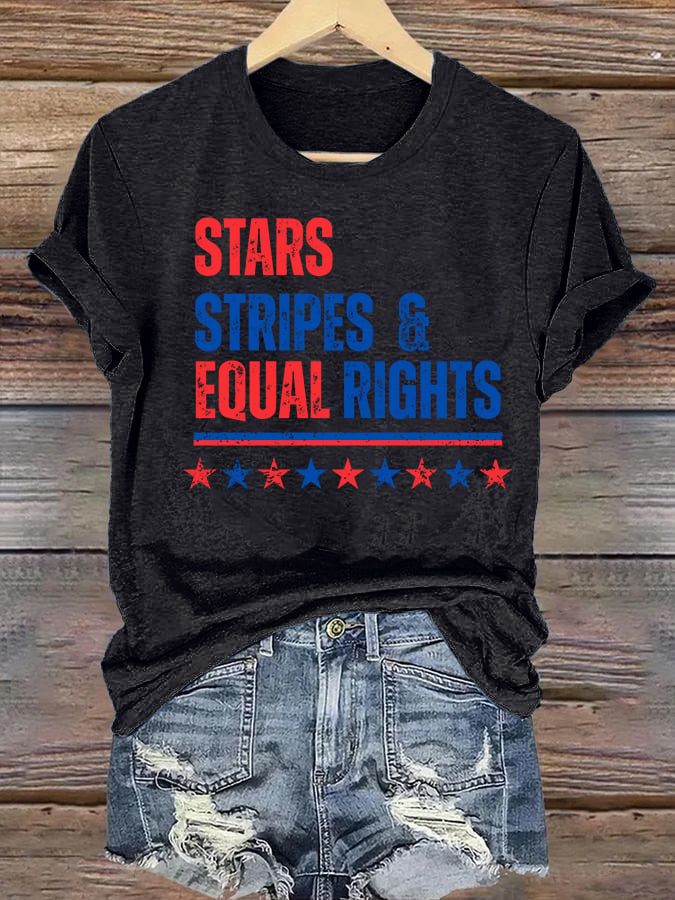 Women's  The Stars and Stripes Print T-Shirt