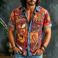 Men's Retro Hippie Music Print Cotton Linen Shirt