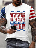 Men'S 1776 Independence Day Pattern Print Cotton T-Shirt