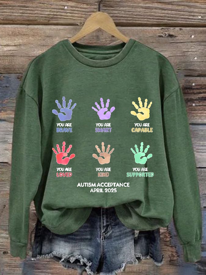Women's  Autism Awareness Printed Casual Crew Neck Sweatshirt