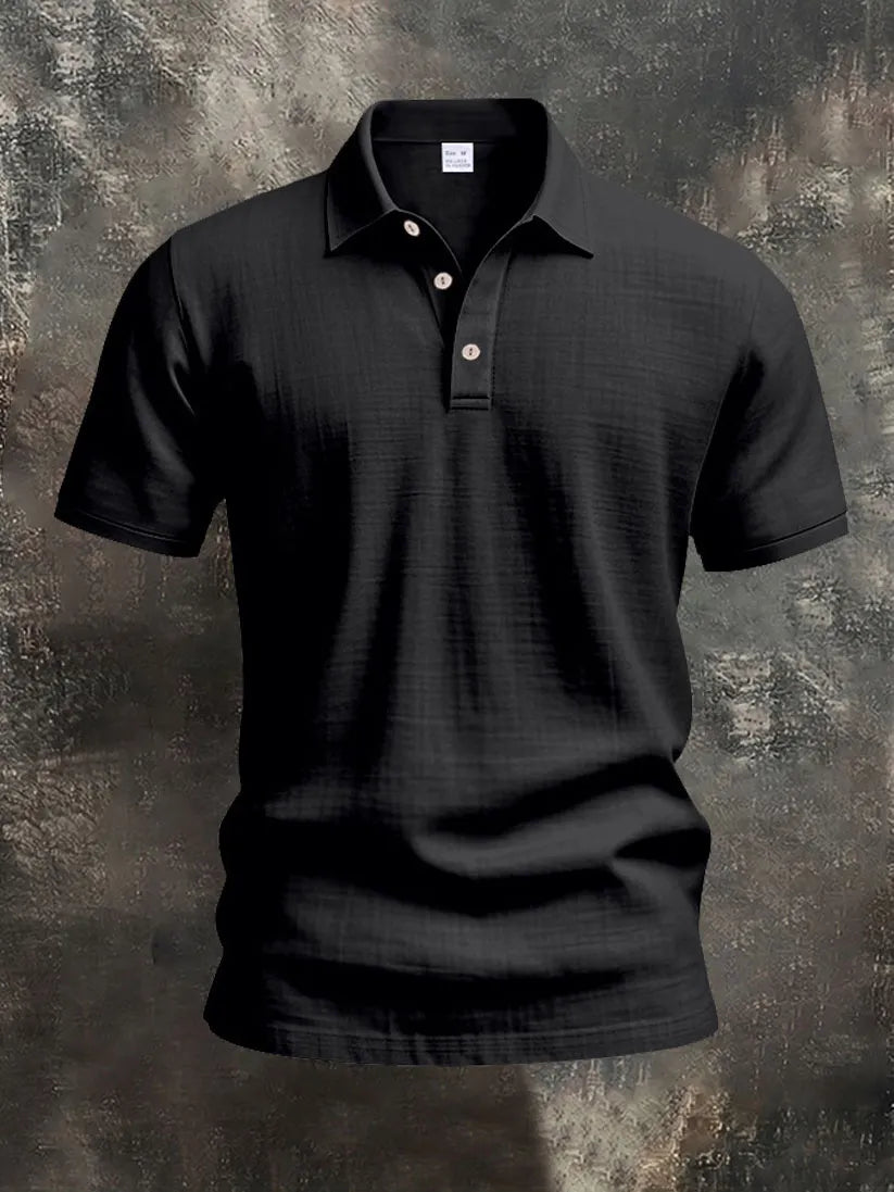 Men's Linen Short Sleeve Polo Shirt