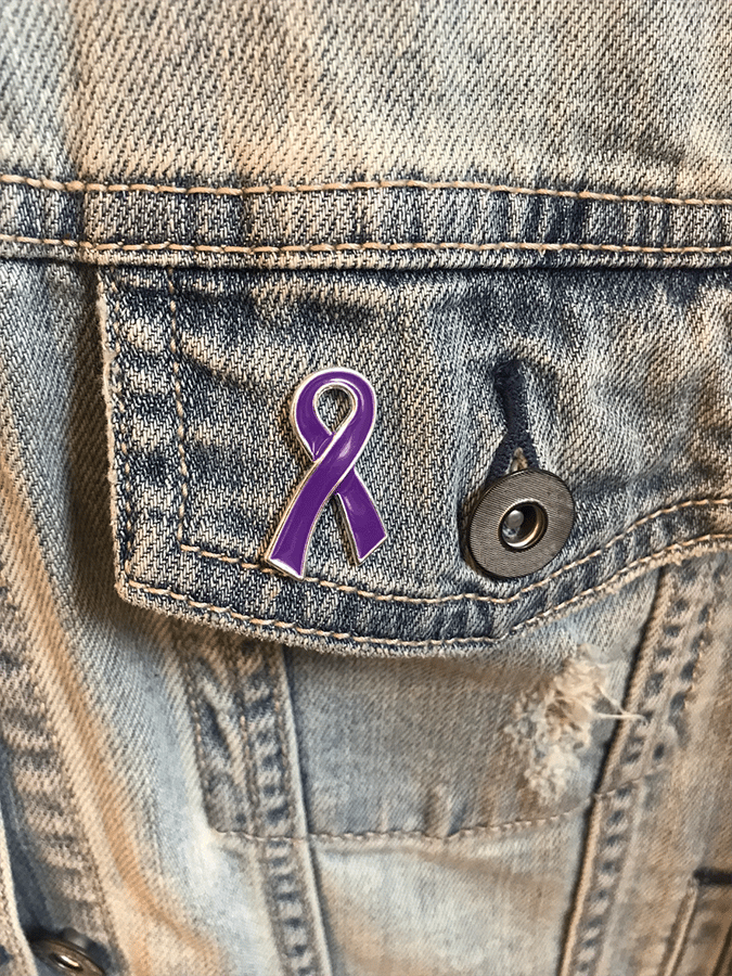 Unisex Purple Ribbon Promotion Prevention Awareness Warning Pin