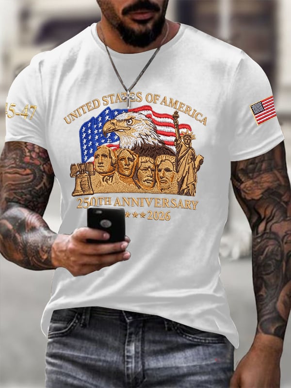 45-47 250th Anniversary 1776-2026 Pattern 100% Cotton T-Shirt