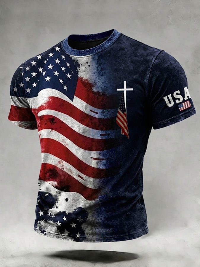 Men's Retro 250th Anniversary Flag Print T-Shirt