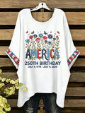Women's 250 Years Of Freedom Flower Art Print  Top
